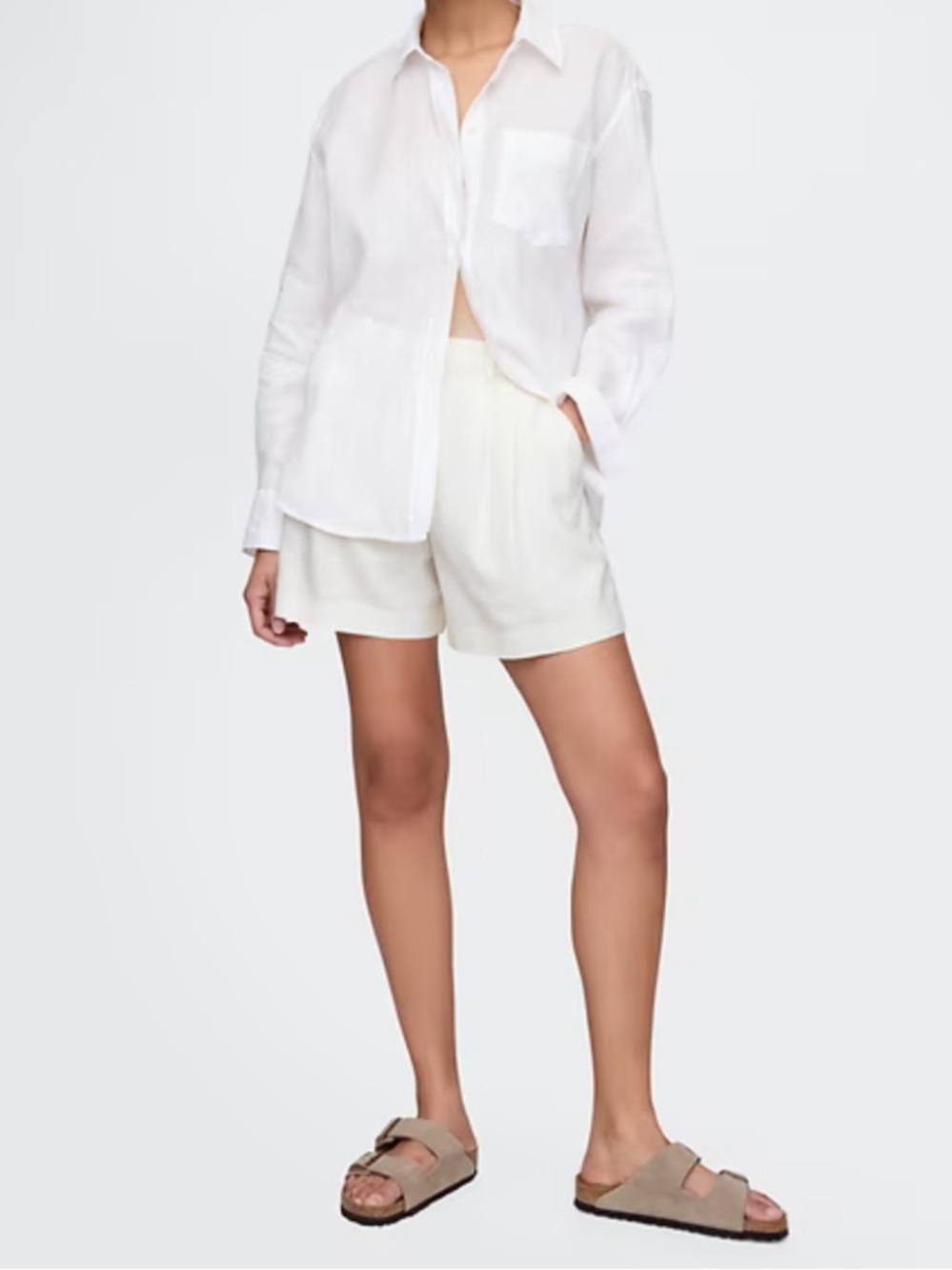 NWT GAP 365 High Rise Linen-Blend Shorts Off White - Small Tall